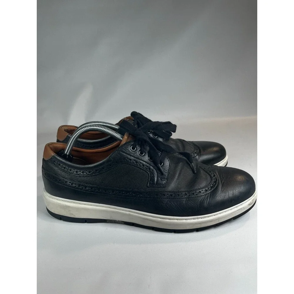Johnston & Murphy Mens Elliston Derby Dress Shoes Black Leather‎ Wingtip 10M